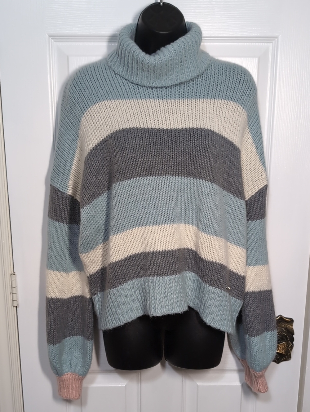 Ted Baker London Mohair Blend Women's Slouchy Turtleneck Sweater Size Medium
